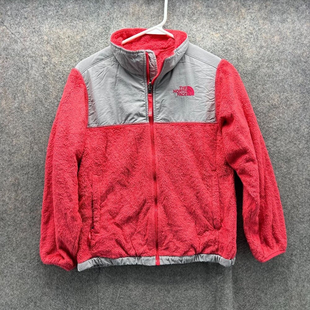 The North Face Girls Jacket L (14/16) Red Gray Fleece Full Zip Outdoor Winter Wa